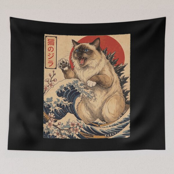 Item preview, Birman Catzilla Japanese Wave Art Cat Owner designed and sold by TerryConnells.