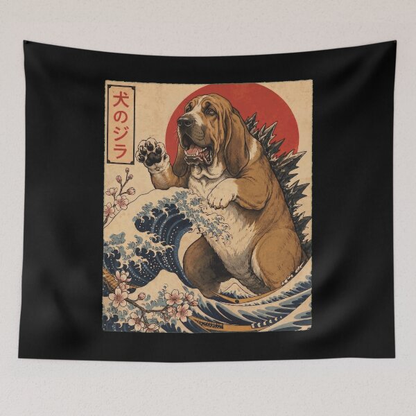 Item preview, Bloodhound Dogzilla Japanese Wave Art Dog Owner designed and sold by TerryConnells.