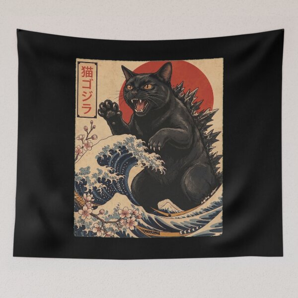 Item preview, Bombay Catzilla Japanese Wave Art Cat Owner designed and sold by TerryConnells.
