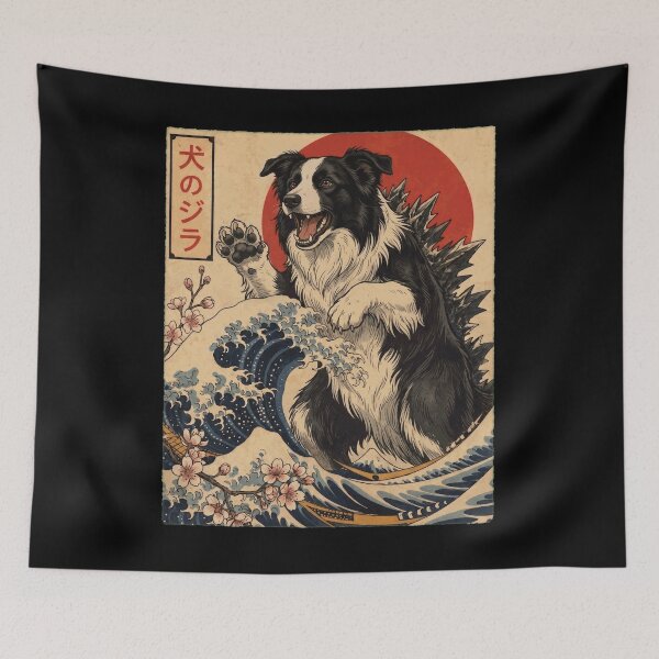 Item preview, Border Collie Dogzilla Japanese Wave Art Dog Owner designed and sold by TerryConnells.