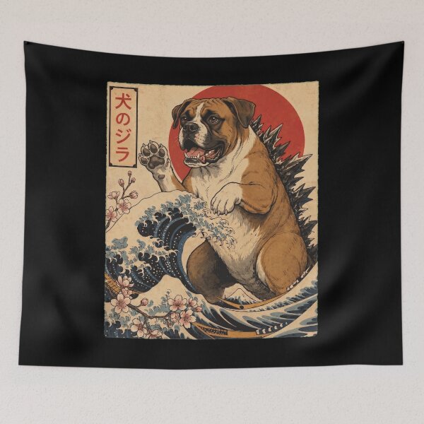 Item preview, Boxer Dog Dogzilla Japanese Wave Art Dog Owner designed and sold by TerryConnells.
