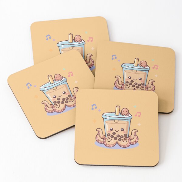Item preview, Happy Kawaii Octopus Bubble Tea with Cute Straw Friend designed and sold by Mochii-studio.