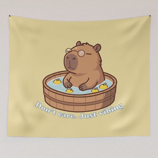 Item preview, Cute Capybara Chilling in Hot Spring Onsen Bath with Lemons designed and sold by Mochii-studio.