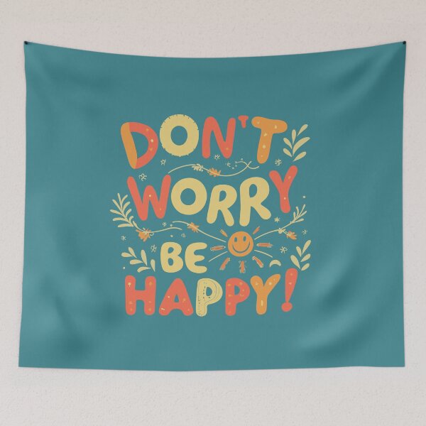 Item preview, Don't Worry Be Happy Retro Positive Vibes T-Shirt Print designed and sold by Scorpion Creative.