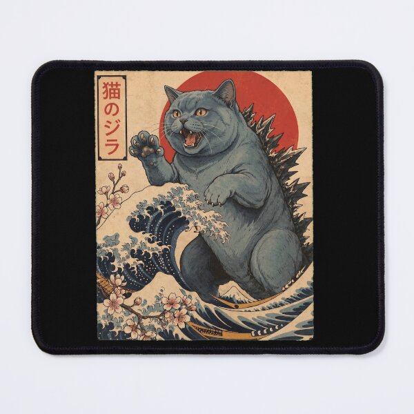 Item preview, British Shorthair Catzilla Japanese Wave Art Cat Owner designed and sold by TerryConnells.