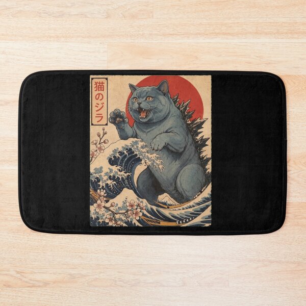 Item preview, British Shorthair Catzilla Japanese Wave Art Cat Owner designed and sold by TerryConnells.