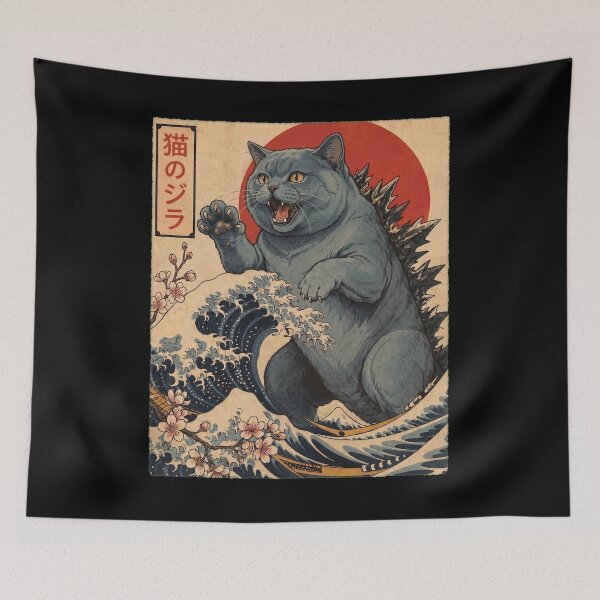 Artikelvorschau, Britisch Kurzhaar Catzilla Japanische Wellenkunst Katzenbesitzer entworfen und verkauft von TerryConnells.