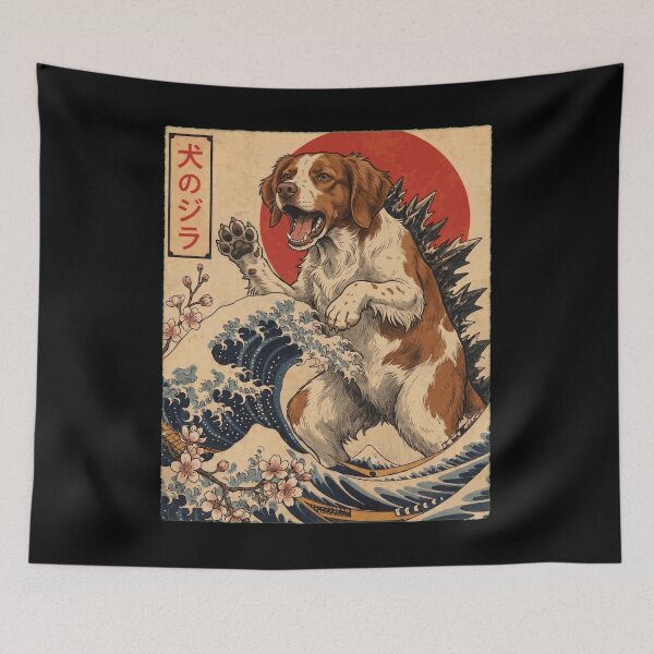 Item preview, Brittany Dogzilla Japanese Wave Art Dog Owner designed and sold by TerryConnells.