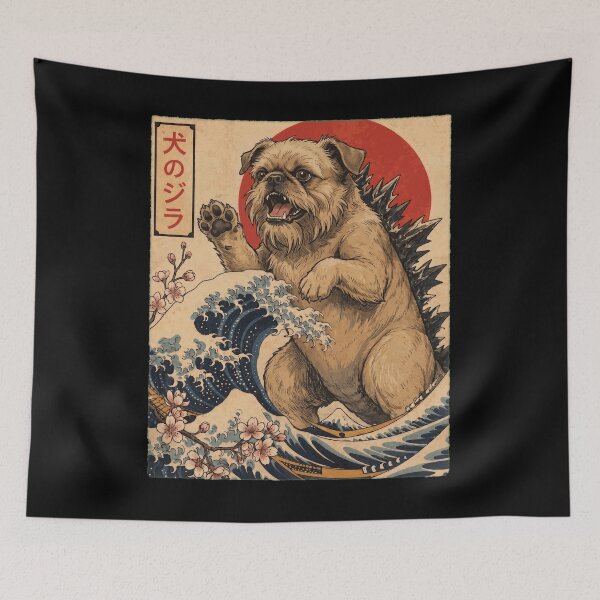 Item preview, Brussels Griffon Dogzilla Japanese Wave Art Dog Owner designed and sold by TerryConnells.