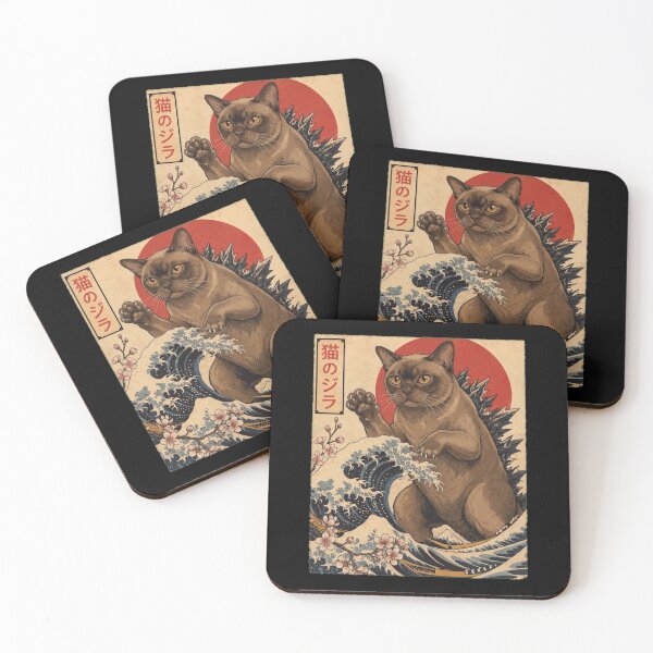 Item preview, Burmese Catzilla Japanese Wave Art Cat Owner designed and sold by TerryConnells.