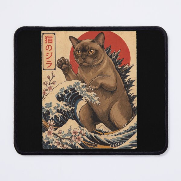 Item preview, Burmese Catzilla Japanese Wave Art Cat Owner designed and sold by TerryConnells.