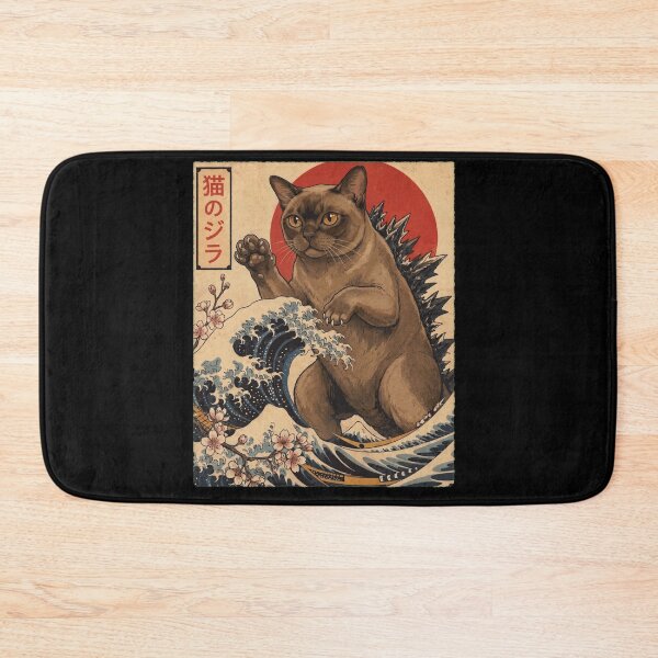Item preview, Burmese Catzilla Japanese Wave Art Cat Owner designed and sold by TerryConnells.