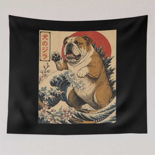 Item preview, Bulldog Dogzilla Japanese Wave Art Dog Owner designed and sold by TerryConnells.