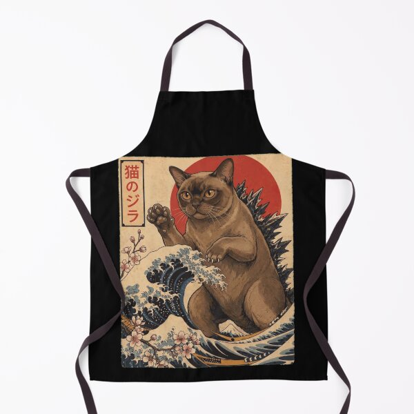 Item preview, Burmese Catzilla Japanese Wave Art Cat Owner designed and sold by TerryConnells.