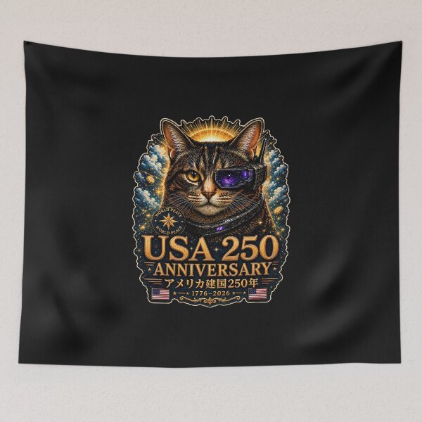 Item preview, Patriotic Cyber Cat USA 250 Anniversary 1776–2026 designed and sold by Dragon-Samurai.
