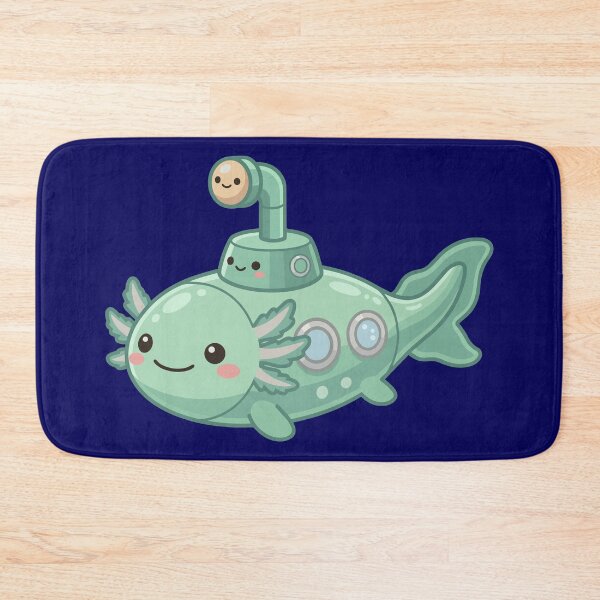 Item preview, Cute Kawaii Axolotl Submarine Exploring Deep Blue Ocean designed and sold by Mochii-studio.
