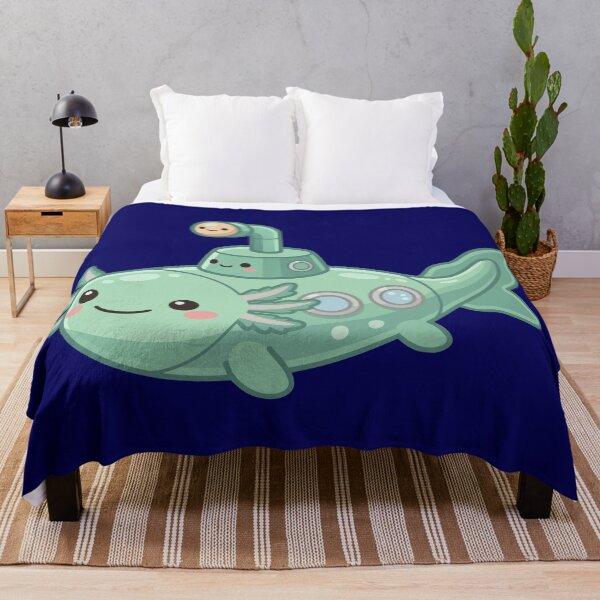 Item preview, Cute Kawaii Axolotl Submarine Exploring Deep Blue Ocean designed and sold by Mochii-studio.
