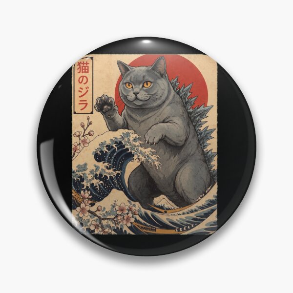 Item preview, Chartreux Catzilla Japanese Wave Art Cat Owner designed and sold by TerryConnells.
