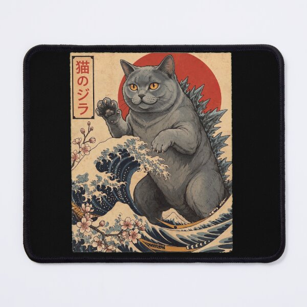 Item preview, Chartreux Catzilla Japanese Wave Art Cat Owner designed and sold by TerryConnells.