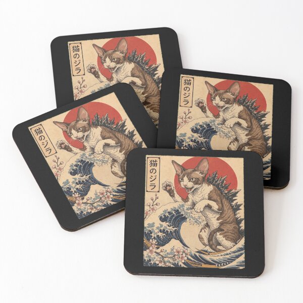 Item preview, Cornish Rex Catzilla Japanese Wave Art Cat Owner designed and sold by TerryConnells.