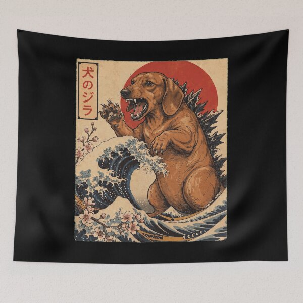 Item preview, Dachshund Dogzilla Japanese Wave Art Dog Owner designed and sold by TerryConnells.