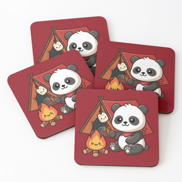 Item preview, Cute Kawaii Panda Camping with Campfire and Toasted Marshmallow designed and sold by Mochii-studio.