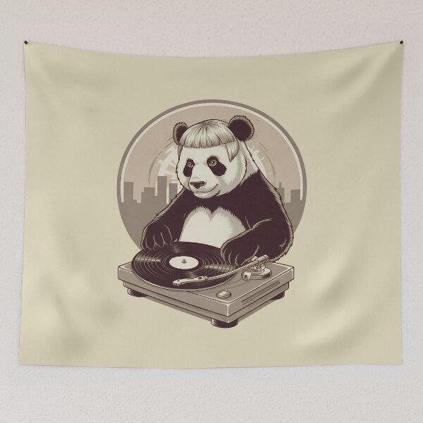 Item preview, Retro DJ Panda and Vinyl Beats - World Music Day designed and sold by Art-Arcade6.