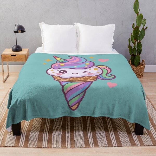 Item preview, Cute Kawaii Unicorn Ice Cream Cone with Pastel Rainbow Hair designed and sold by Mochii-studio.