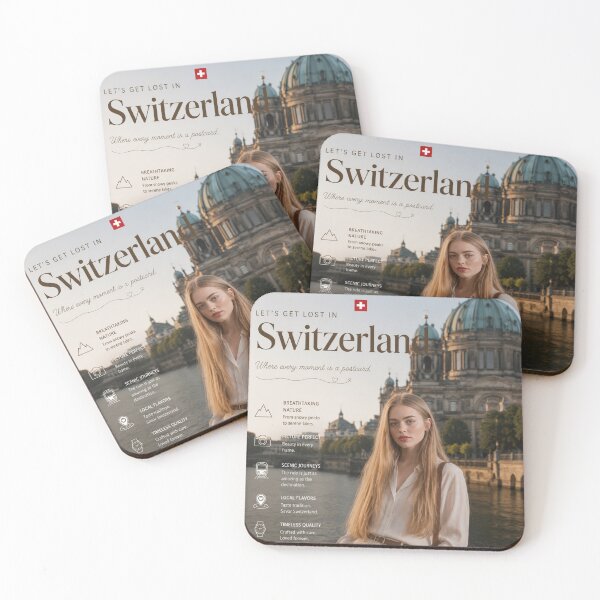 Item preview, Let’s Get Lost in Switzerland Travel Poster | Elegant Swiss City & Luxury European Aesthetic Art designed and sold by Inkora-Art.