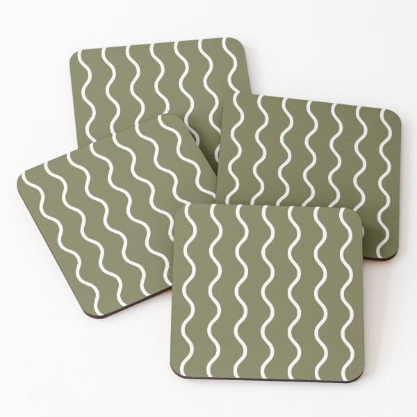 Item preview, Olive And White Waves Pattern designed and sold by pattern-archive.