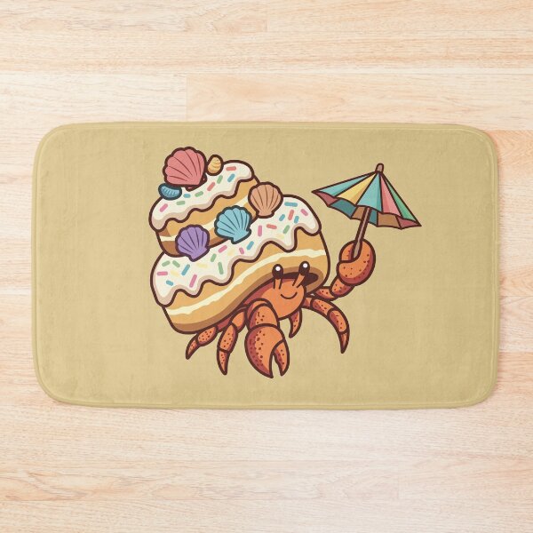 Aperçu de l'œuvre cute hermit crab with seashell cupcake house and umbrella créée et vendue par Mochii-studio.