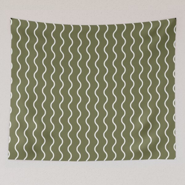Item preview, Olive And White Waves Pattern designed and sold by pattern-archive.