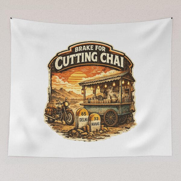 Item preview, Brake For Cutting Chai Retro Biker T-Shirt | Vintage India Motorcycle Road Trip Design designed and sold by Globalcitytees.