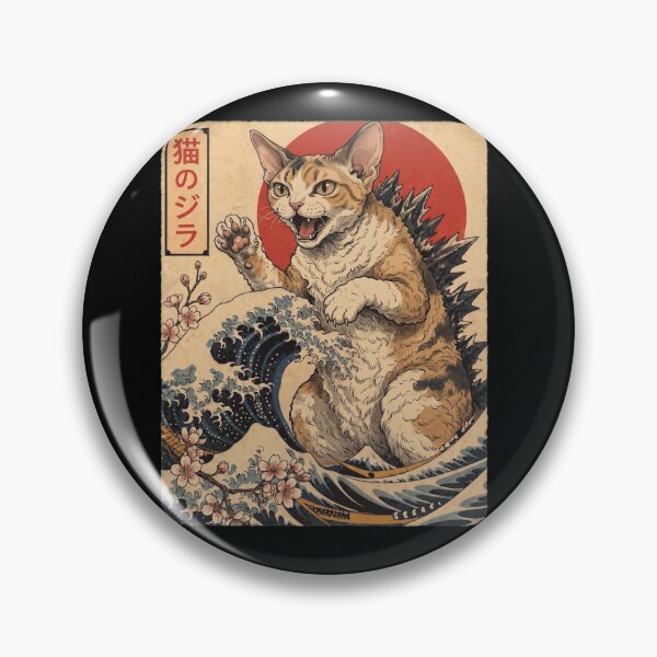 Item preview, Devon Rex Catzilla Japanese Wave Art Cat Owner designed and sold by TerryConnells.