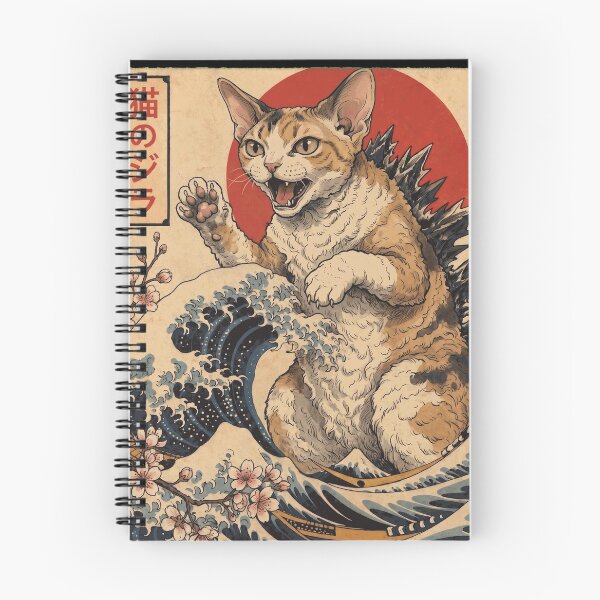 Item preview, Devon Rex Catzilla Japanese Wave Art Cat Owner designed and sold by TerryConnells.