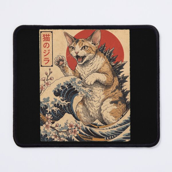 Item preview, Devon Rex Catzilla Japanese Wave Art Cat Owner designed and sold by TerryConnells.