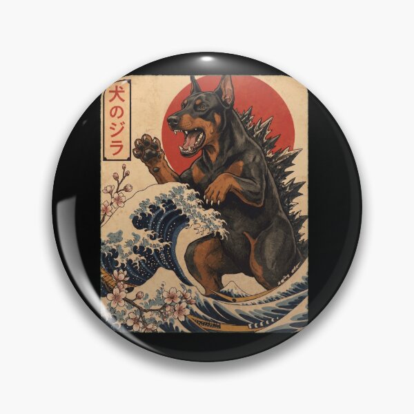 Item preview, Doberman Pinscher Dogzilla Japanese Wave Art Dog Owner designed and sold by TerryConnells.