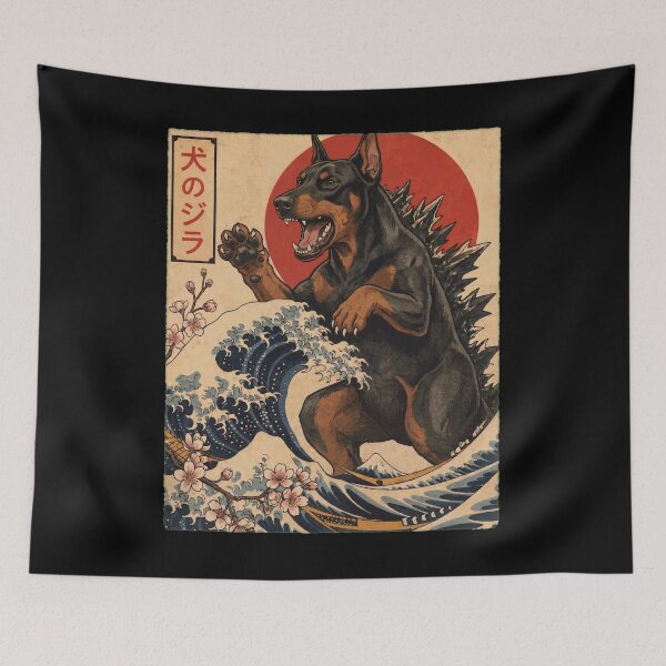 Item preview, Doberman Pinscher Dogzilla Japanese Wave Art Dog Owner designed and sold by TerryConnells.