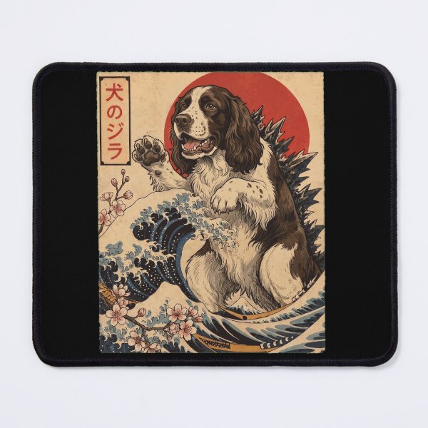 Item preview, English Springer Spaniel Dogzilla Japanese Wave Art Dog Owner designed and sold by TerryConnells.