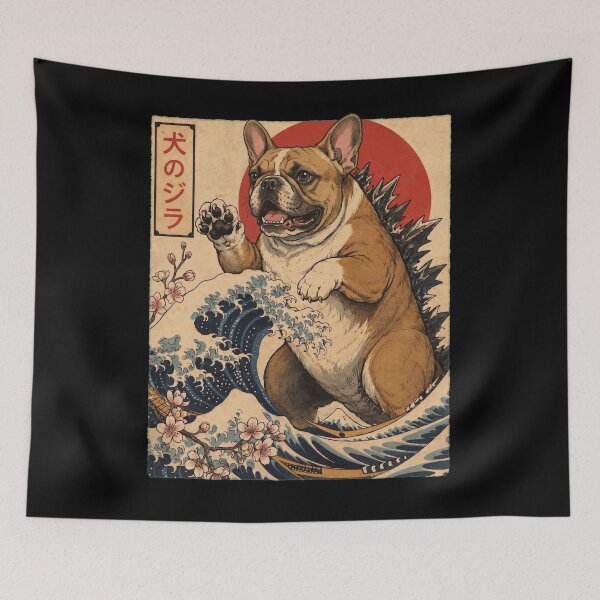 Item preview, French Bulldog Dogzilla Japanese Wave Art Dog Owner designed and sold by TerryConnells.