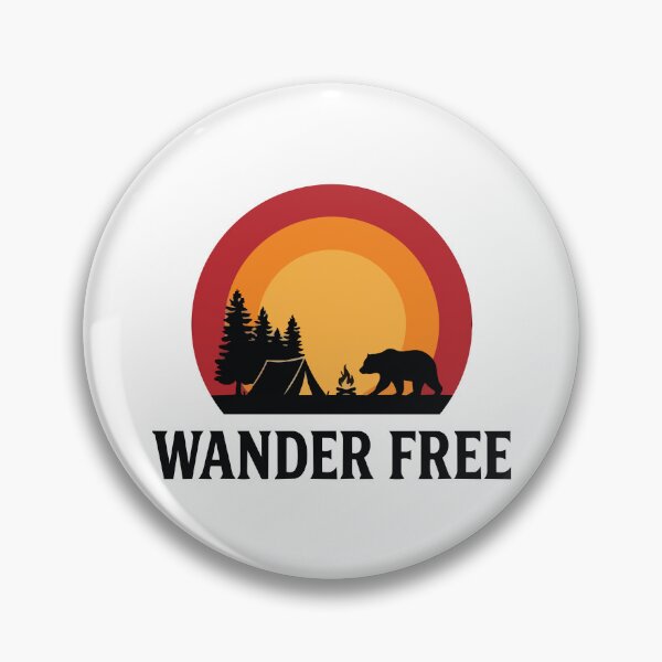 Item preview, Wander Free - Bear Forest Camp Retro Sunset Circle Banner designed and sold by ArcApparel2020.