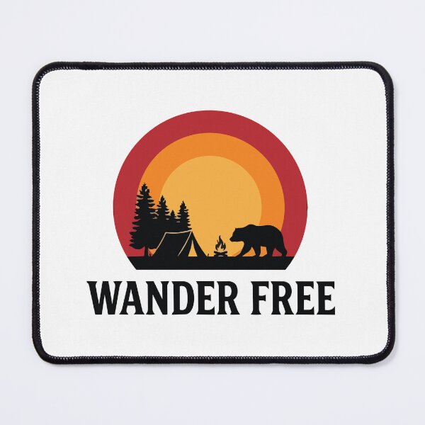 Item preview, Wander Free - Bear Forest Camp Retro Sunset Circle Banner designed and sold by ArcApparel2020.
