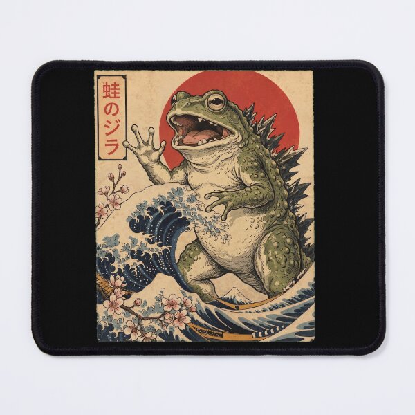 Item preview, Frogzilla Japanese Wave Art Animal Frog Lover designed and sold by TerryConnells.
