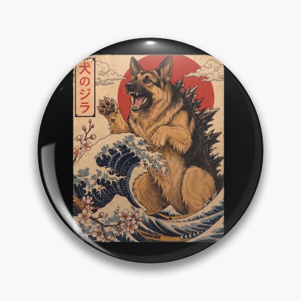 Item preview, German Shepherd Dogzilla Japanese Wave Art Dog Owner designed and sold by TerryConnells.