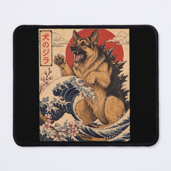 Item preview, German Shepherd Dogzilla Japanese Wave Art Dog Owner designed and sold by TerryConnells.