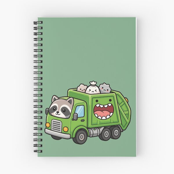 Item preview, Cute Kawaii Garbage Truck with Trash Raccoon and Little Cats designed and sold by Mochii-studio.
