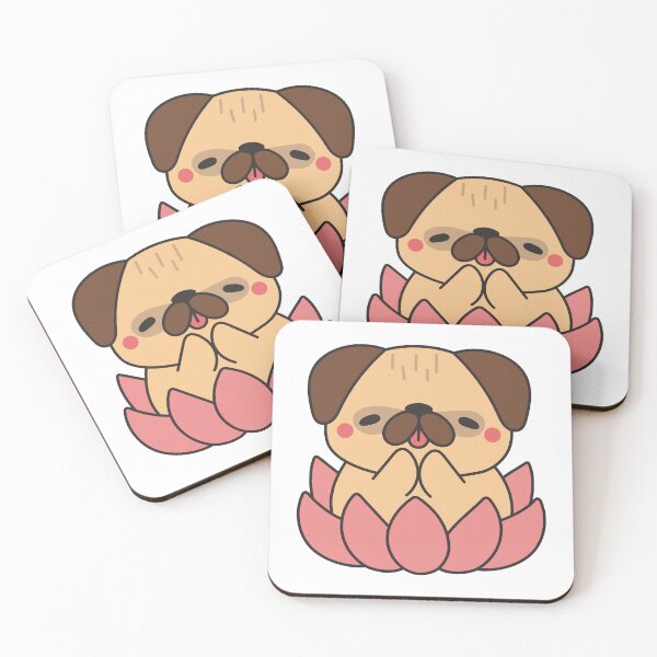 Item preview, Cute Meditating Pug in Lotus Flower Kawaii Zen Dog designed and sold by debbiebento.