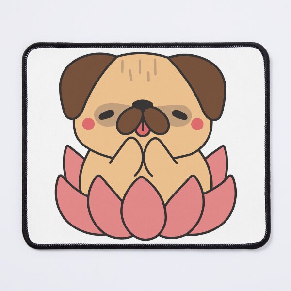 Item preview, Cute Meditating Pug in Lotus Flower Kawaii Zen Dog designed and sold by debbiebento.