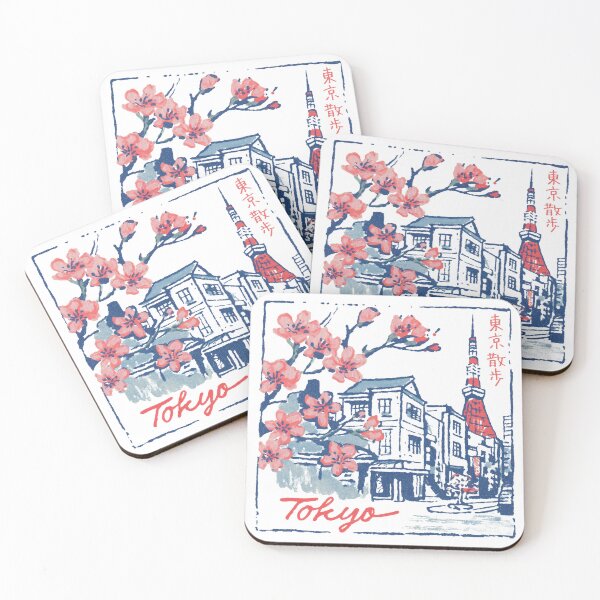 Item preview, Tokyo Colors – Vintage Sakura & Tokyo Tower Japanese Illustration designed and sold by YohakuPause.