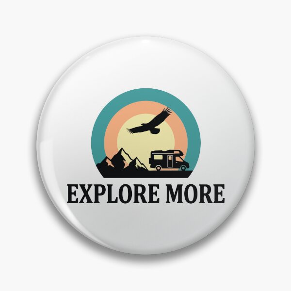Item preview, Explore More - Eagle & Mountain Van Life Retro Sunset Circle Banner designed and sold by ArcApparel2020.